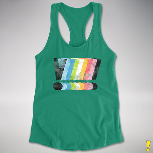 Queer Pride Grunge Exclamation Points Racerback Tank - Kelly Green